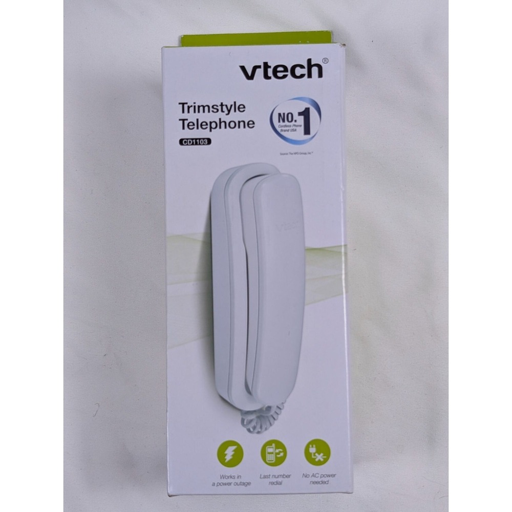 VTech Trimstyle Telephone CD1103 Corded Works In Power Outtage White